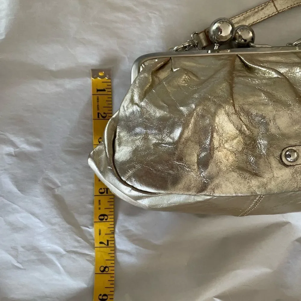Janet & Janet Gold Leather Crossbody. Made in Italy.